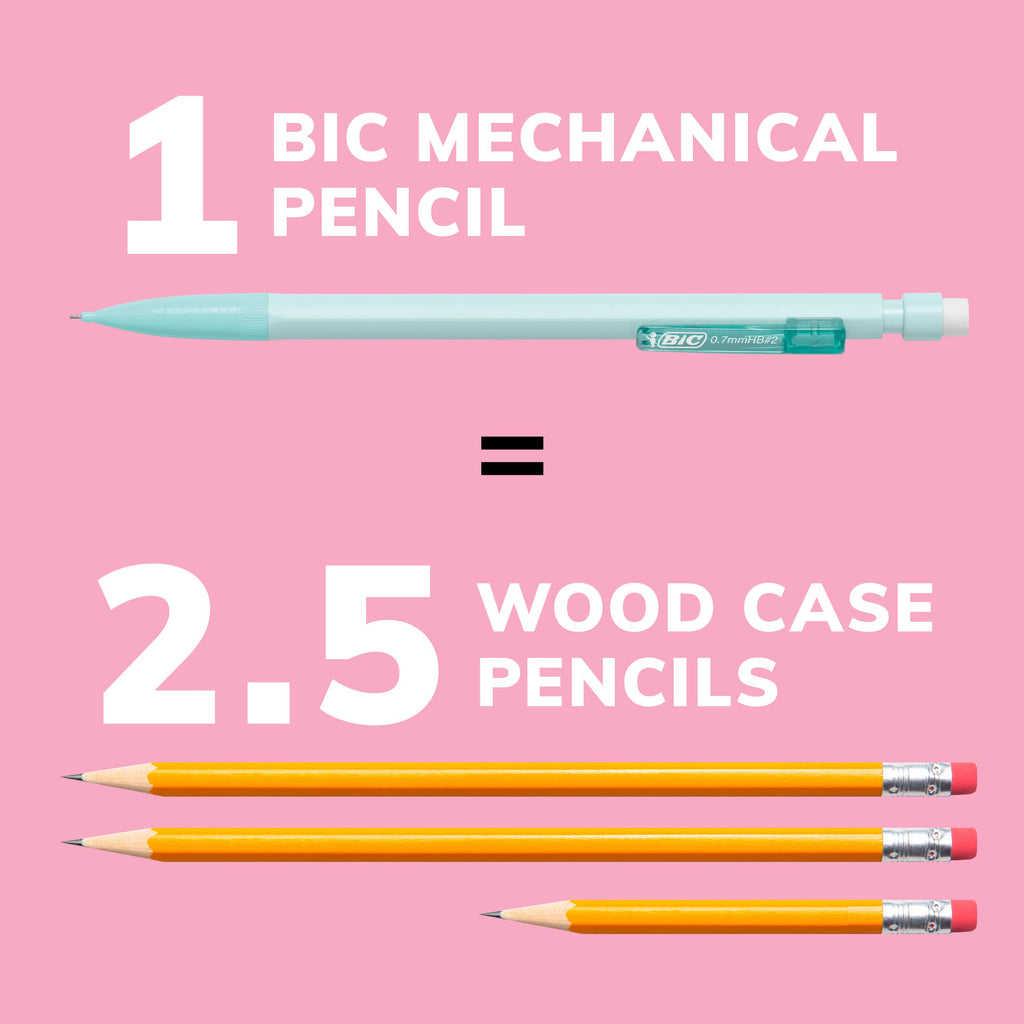 Xtra-Smooth Pastel Mechanical Pencils with Erasers, Medium Point (0.7mm), 24-Count Pack, Bulk Mechanical Pencils for School or Office Supplies