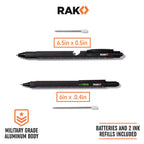 RAK Multitool Pen - Multi-Tool Pen Set 11 in 1, LED Light, Screwdrivers, Level, Ruler, Bottle Opener, and Stylus. Cool Gadgets Gifts for Men, Dad, EDC Tactical Pen Tool, Gift-Ready Box, Pack of 2