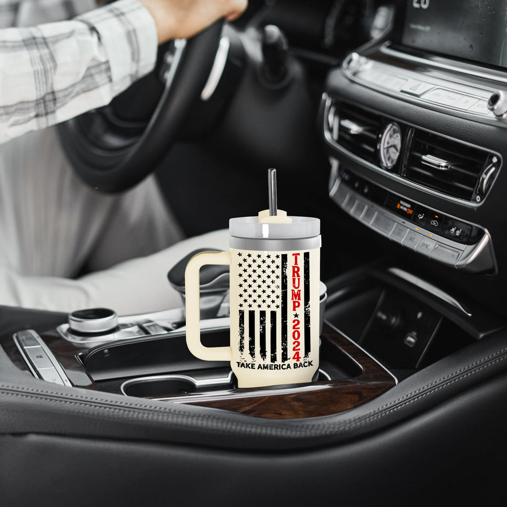 Icesip 40 oz Trump mug coffee Tumbler with Lid and Straw, Donald Trump Merchandise, 40oz Stainless Steel Travel Coffee Cup, Vacuum Insulated Mug for Hot and Cold Drinks, White 1pcs