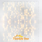 Twinkle Star 300 LED Window Curtain String Light for Christmas Wedding Party Home Garden Bedroom Outdoor Indoor Wall Decorations (Warm White)