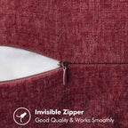 MIULEE Pack of 2 Couch Throw Pillow Covers 18x18 Inch Burgundy Red Farmhouse Decorative Pillow Covers with Stitched Edge Soft Chenille Solid Dyed Christmas Pillow Covers for Sofa Bed Living Room