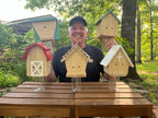 GAW Nature Wood Barn Style Carpenter Bee Traps for Outdoors, 4 Pack Best Wooden Bee Trap for Outside