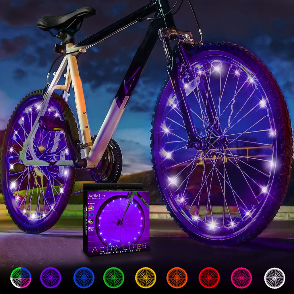Activ Life Bike Lights Front and Back (2 Tires, Purple) Top Birth Day Gifts for Women & Christmas 2024 Presents for Girls. Best Unique Valentines Gifts for Her Wife Mom Friend Sister Girlfriend