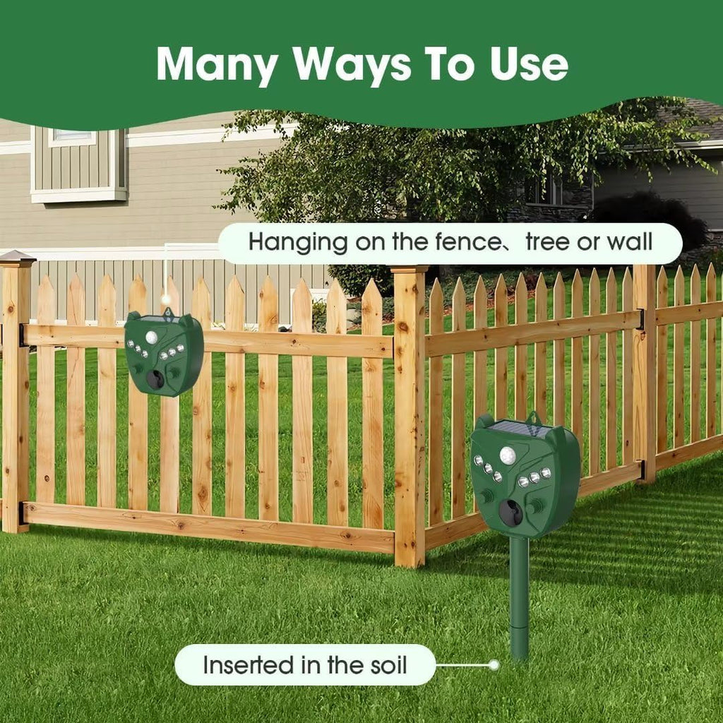 Solar Animal Repeller Outdoor 5 Modes Ultrasonic Animal Repeller with Motion Sensor and Flashing Light