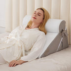 BIEEZZK Orthopedic Bed Wedge Pillow Set 3Pcs, Memory Foam Wedge Pillow for sleeping, Body Pillow Post Surgery for Back,Neck,Leg and Knee Support,Triangle Pillow for Acid Reflux,Snoring,White/Grey