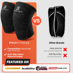 ProFitness Squat Knee Sleeves Men - 7mm Neoprene Knee Brace for Women Working Out for WOD, Gym, Squats & Weightlifting | Black/Black | Small