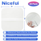 Niceful 20 Packs Hydrocolloid Bandages 2x2, HSA FSA Eligible, Small Hydrocolloid Gel Bandages for Wounds, Wound Healing Bed Sore Bandages
