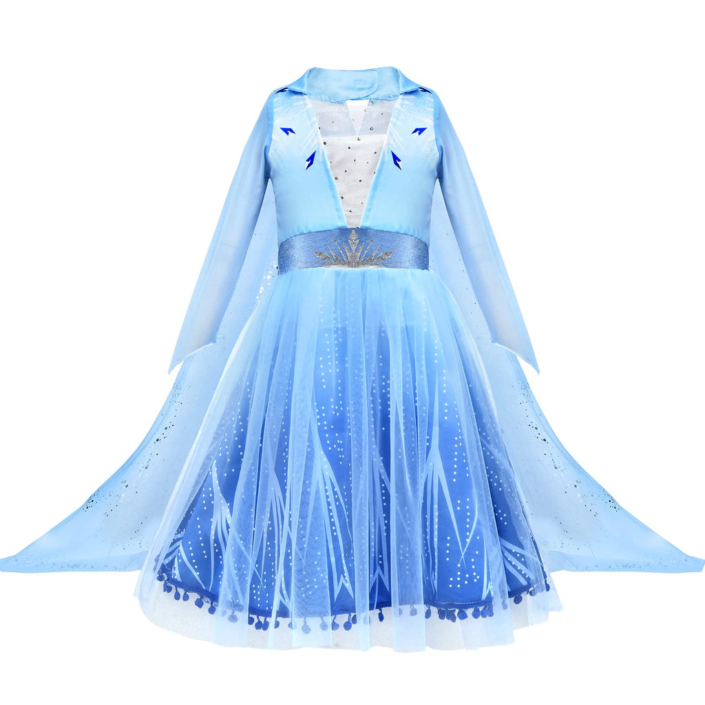 Tacobear 10Pcs Frozen Elsa Costume Dress For Girls Kids Toddler Princess Dress Up Clothes For Little Girls With Elsa Accessories Gloves Crown Wands Wig Necklace For 3T Kids Christmas Birthday Party