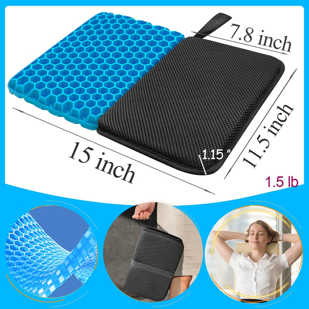 masteymoh Small Foldable Seat Cushion 1 Inch Thick, Portable Gel Seat Cushion for Pressure Relief, Light Portable seat Cushion for Travel seat Cushion, Foldable for Easier Storage