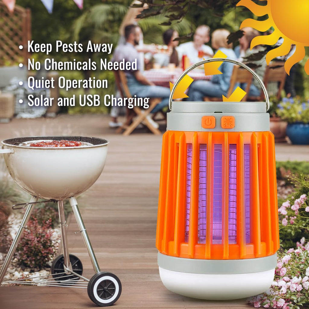Mosquito Zapper Indoor Outdoor Light Buzz Bug Bulb Fuze, Bug Bulb Zapper Cordless Camping Light Solar Charging Buzz, Bug Fly Zapper USB Solar Rechargeable Mosquito Zapper Lantern, Mosquito Light