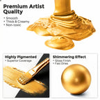Nicpro Metallic Gold Acrylic Paint, 69oz/2040ml Large Gold Leaf Paint, Non Toxic, Non Fading Craft Paints for Metal, Wood, Clay, Fabric, Canvas, Furniture, Handcrafts, Art Supplies