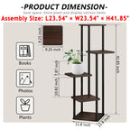 AZERPIAN Plant Stand 5 Tier Indoor Metal Flower Shelf for Multiple Plants Corner Tall Flower Holders for Patio Garden Living Room Balcony Bedroom, Black Oak (5 Tier-Black Oak)