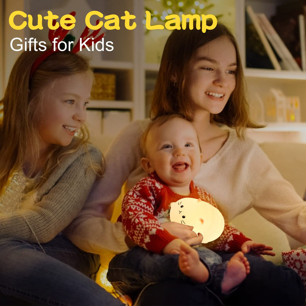 ZKLiLi Cat Night Light, Cute Cat Nursery Lights USB Rechargeable Cat Lamp Nightlight Birthday Christmas Gift with 7-Color Breathing Modes for Kids Baby Children (Cat - MB)