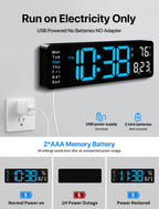 MASHI Digital Wall Clock, 17.3" Large Display Digital Clock with Remote Control, Auto-Dimming Wall Clock with Night Light, DST, Date Week,Temp for Living Room, Bedroom, Decor, Gift for Elderly