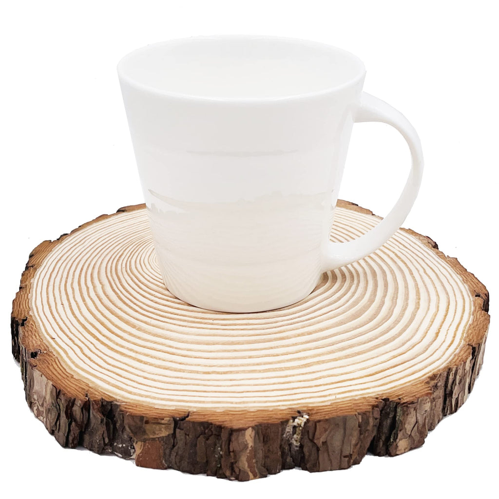 Natural Round Discs Rustic Wood Slices 6 Pcs 6.3-6.7 inch Unfinished Wood kit Circles Crafts Tree Slices with Bark Log Discs for DIY Arts and Wedding Christmas Ornaments