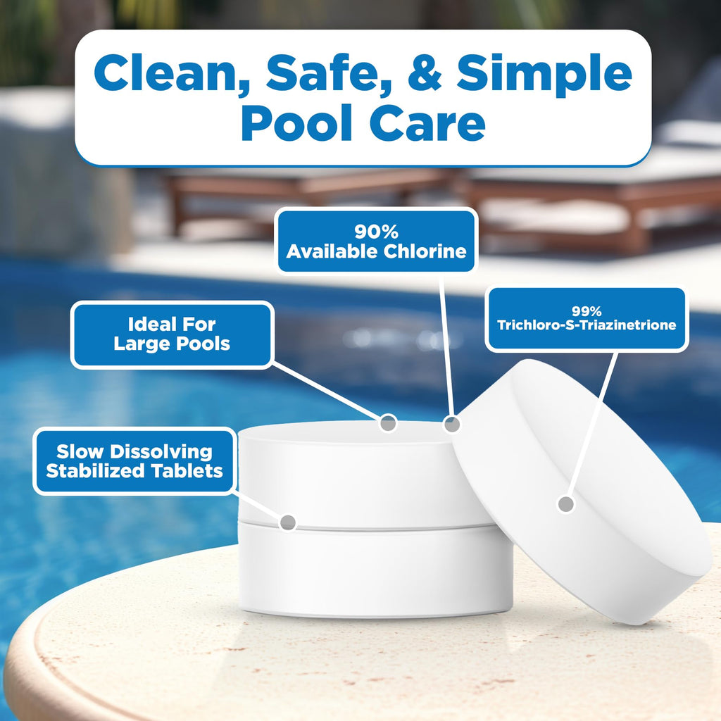 C3… 25 lbs. 3" Stabilized Chlorine Tabs for Swimming Pools | Easy to Use for Above Ground or Inground Pool | Slow Dissolving Individual Chlorinating Tablets | 25 Pound Bucket