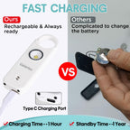 Rechargeable Personal Safety Alarm for Women, 135 dB Loud Self Defense Keychain Siren with LED Strobe Light, Personal Emergency Security Safe Devices Key Chain Alarms for Women Kids Elderly (White)