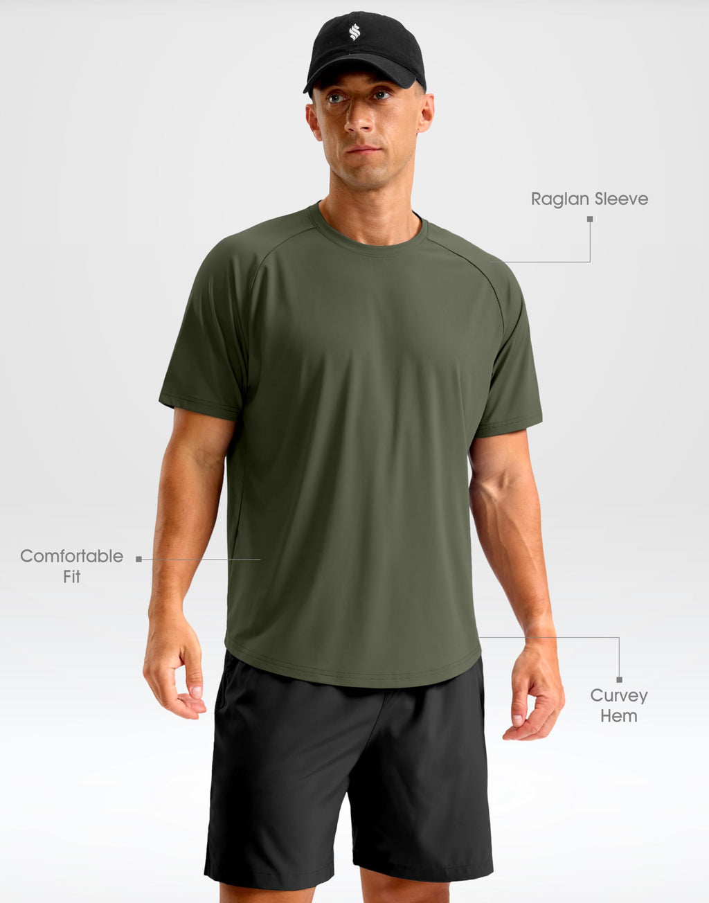 Mens Workout Shirts Quick Dry Athletic Running T-Shirts Short Sleeve Cooling Moisture Wicking Gym Active Tee Tops Olive L