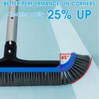 2 in 1 Multifunctional Pool Brush with 10 FT Poles - 17.5'' Heavy Duty Swimming Pool Brush & Multifunctional Brush Head, 10 FT Aluminum Poles, Cleaning Inground & Above Ground Pools, Vinyl Liner