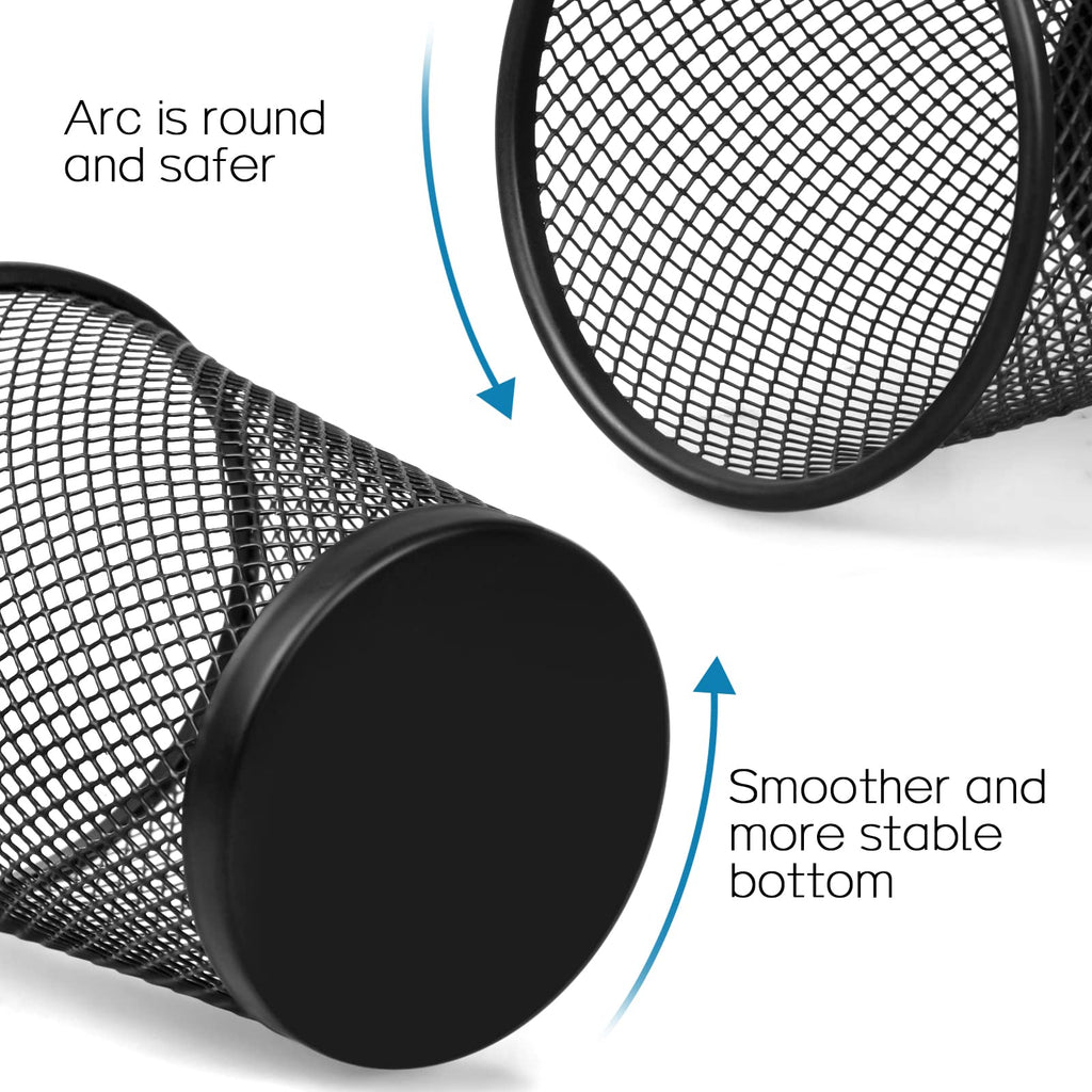 Mesh Pencil Holder Metal Pen Cup Black for Desk, 6 Pack Office Desk Organizer for Business, School & Home