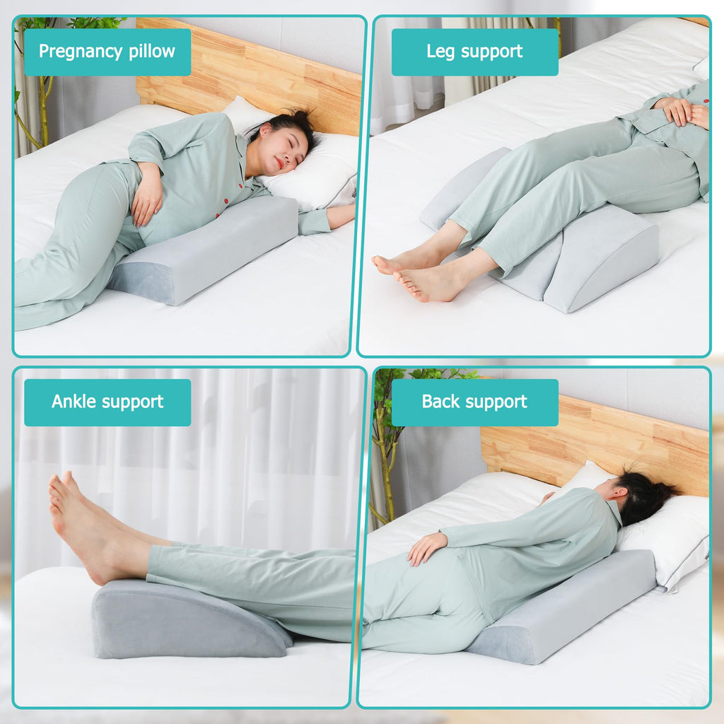 JFNoraiva Wedge Pillow for Side Sleeping, Bedsore Pressure Relief Pillow, Bed Wedge Pillows for Back Pain Relief & Post Surgery, Body Positioners Pillow for Seniors, Pregnancy, Adult(2IN1)