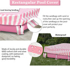 Sobana Rectangular Pool Cover,Waterproof Covers for 7' x 5' x 24" Rectangular Metal Frame Above Ground Outdoor Swimming Pool,with Tie-Down Ropes & 4 Sandbags,Increase Stability(Cover only,Pink)