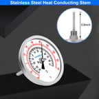 UHARBOUR Water Temperature Gauge, 3" Dial Fully StainlessSteel Water Temp Gauge, Water Thermometer with 2-1/2" Stainless Steel Stem, -40 to 160°F, 1/2" NPT Back Mount