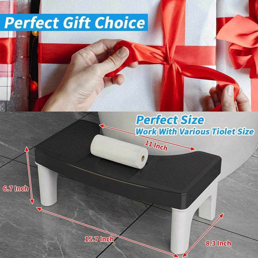 LIGOPAPO Squatting Toilet Stool for Adult Pooping, Bathroom Potty Stool,Non-Slip Splicable Healthy Stable Plastic Toilet Assistance Step for Seniors and Kids,Black A