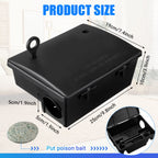 4 Pack Rat Bait Stations Large Rodent Bait Station with Key Reusable Mouse Bait Stations Mice Bait Blocks Heavy Duty Bait Boxes for Outdoor Rodents Mice Bait Blocks, Bait Not Included (Black)