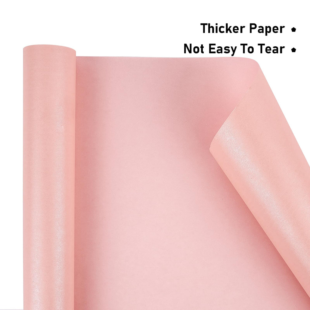 NESCCI Pink Matte Wrapping Paper,Solid Color Pearly-Lustre Paper-3 Roll,17 Inches X 32.8 Feet Per roll.Gift Wrapping Paper,Perfect for Wedding,Valentine's Day,Birthday, Christmas,Baby Shower.