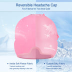 KingPavonini Ice Head Wrap, Adjustable Migraine Headache Relief Cap with Drawstring, Hot/Cold Migraine Hat for Tension Stress, Sinus, Puffy Eyes, Pink