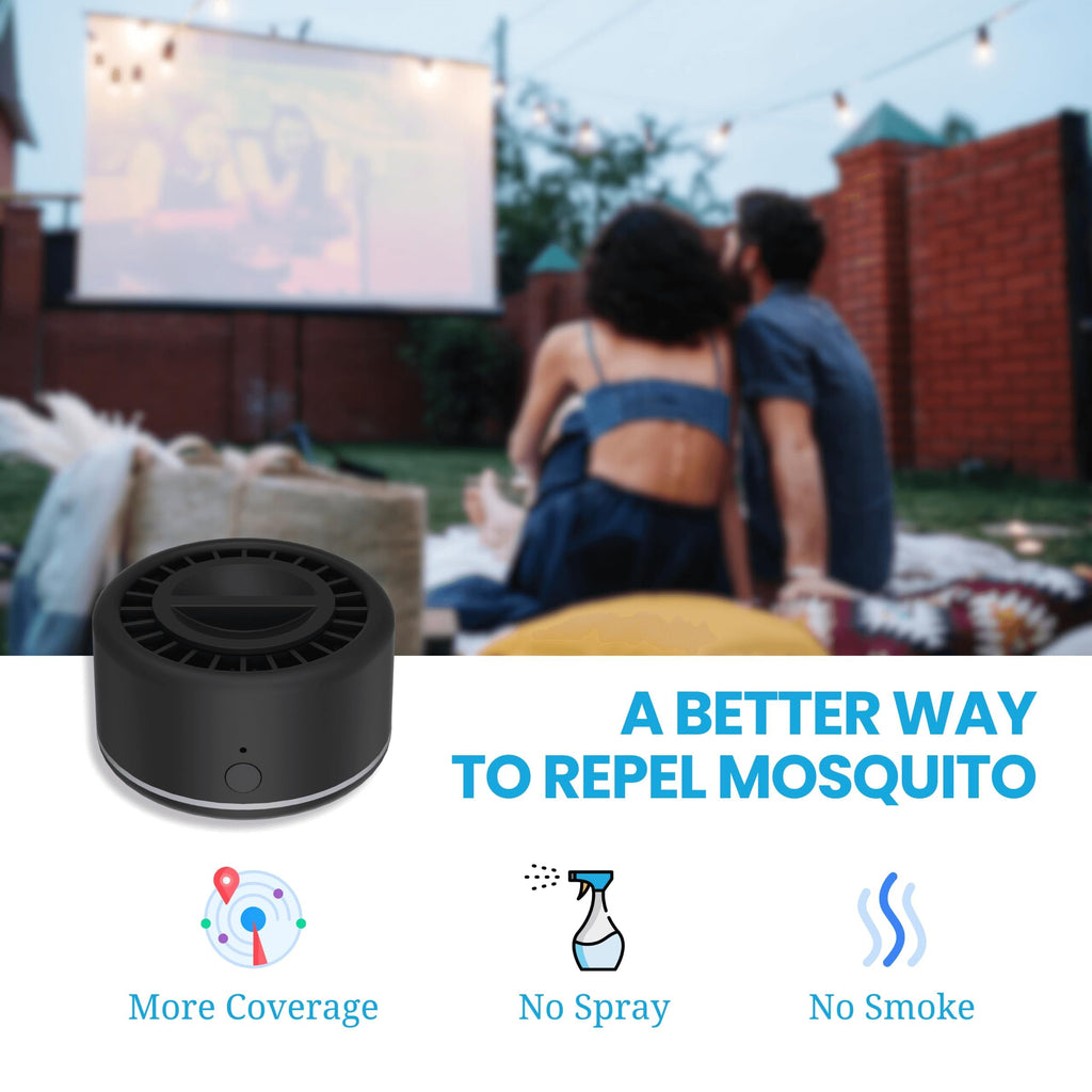 Mosquito Repellent Outdoor Patio, Recharageable Mosquito Repeller 2 Plant-Based Refills, Ready-to-use Mosquito Repeller Device for Camping Outing(Black, Pack of 1)
