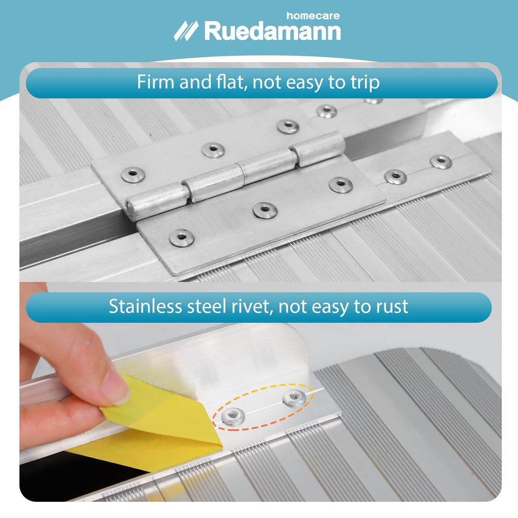 Ruedamann 35.8" L×28.1" W Threshold Ramp,3ft Wheelchair Ramps,Using Height 6",600lbs Capacity for Home,Steps,Stairs,Handicaps,Doorways,Aluminum Folding Ramps for Wheelchairs