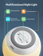 JolyWell Night Light for Kids, Baby Night Light with 7 Colors Changing Mode & Stepless Dimming, Nursery Night Light BPA Free,Rechargeable Egg Night Light for Breastfeeding 1h Timer & Touch Control