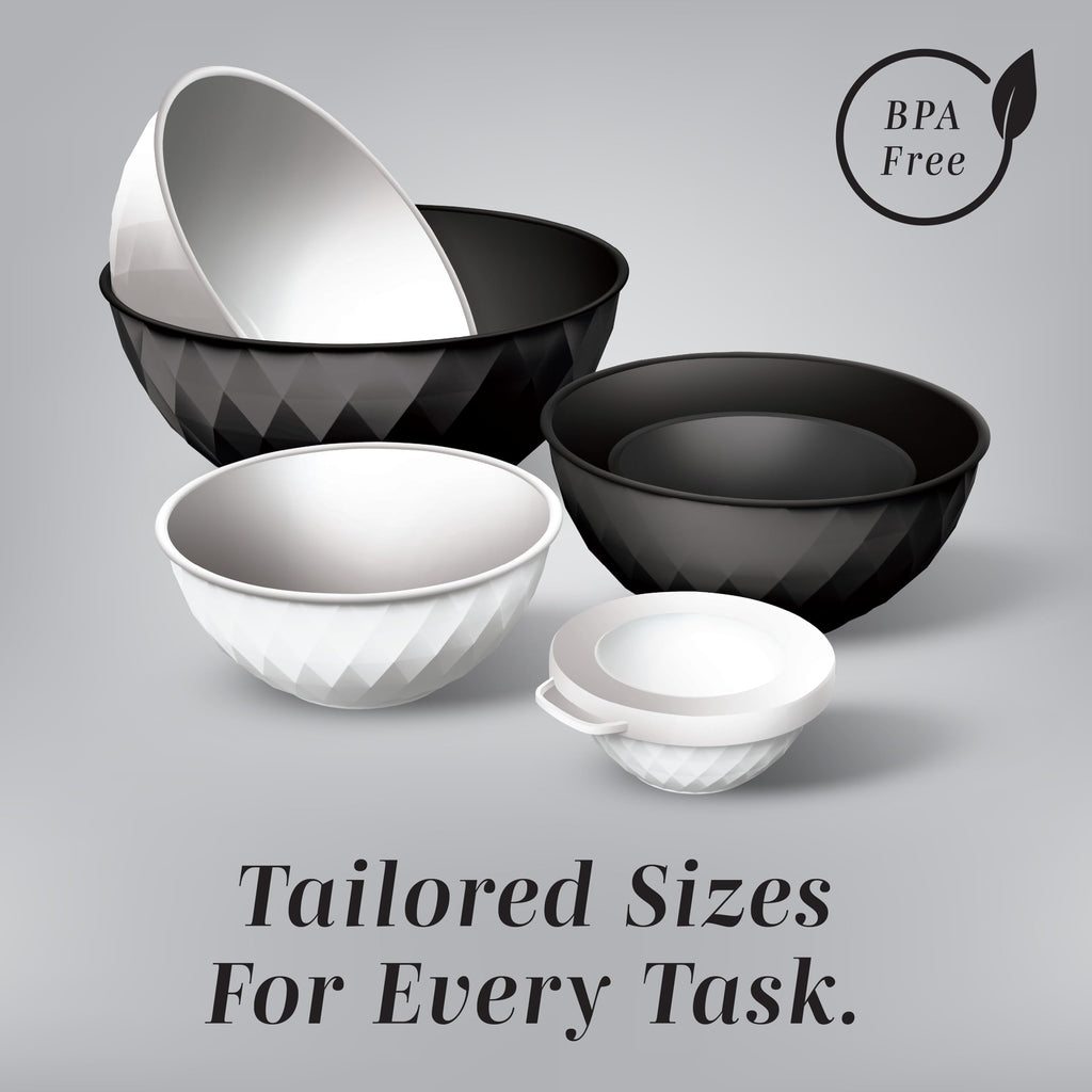COOK WITH COLOR Mixing Bowls with Lids - 12 Piece Plastic Nesting Bowls Set includes 6 Prep Bowls and 6 Lids, Diamond Design - Microwave Safe (Mint)