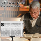 5X Magnifying Glass with Clip, 10x6 inch Large Page Magnifier with Clamp Adjustable Flexible Gooseneck,Clip on Magnifying Glass for Daily Hobbies, Reading, Crafts, Painting,Black