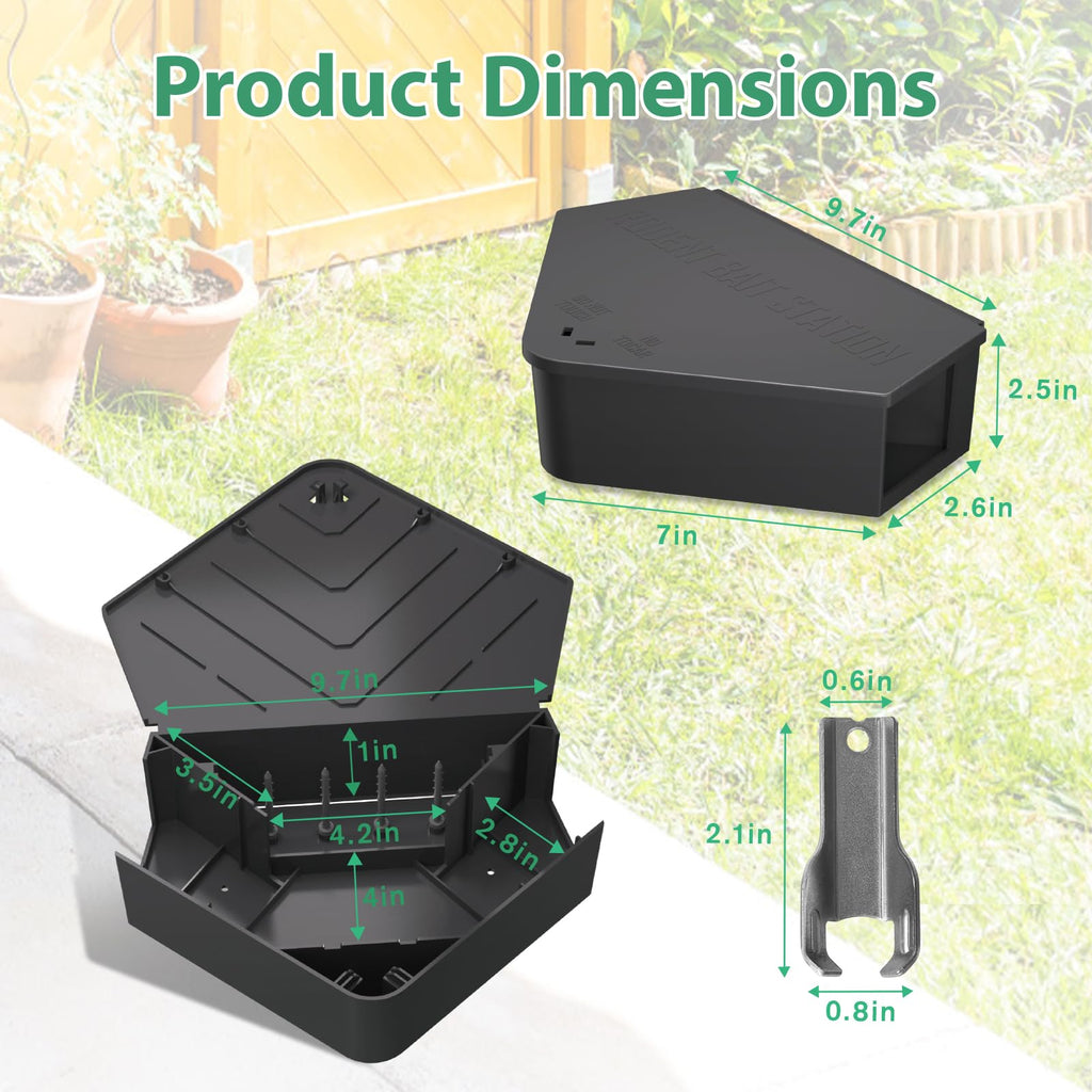 Anblak 2 Pack Rat Station Box with Keys, Rodent Station Keeps Rats Away, Keeps Children and Pets Safe, Key Unlocking, Reusable & Long-Lasting, Indoor & Outdoor