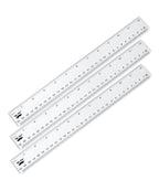 Plastic Rulers, 12 Inch, 3 Pack, Easy-to-Read Markings, Scratch-Resistant Design with Inches and Centimeters, Durable Transplant Rulers for Crafting Office & School, School Supplies
