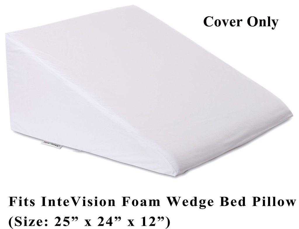 InteVision 400 Thread Count, 100% Egyptian Cotton Bed Wedge Pillowcase; Replacement Cover Designed to Fit The 12" (Height) Version of The Foam Wedge Bed Pillow (25" x 24" x 12")