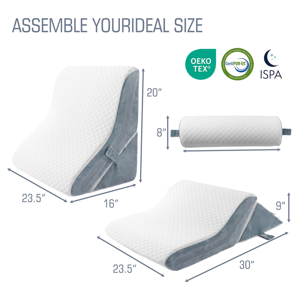 Flyxunfri Wedge Pillow Headboard Orthopedic Bed Wedge Pillows Set 9&12&16&20 Inches Adjustable Memory Foam for Acid Reflux Relief Ergonomic Incline Reading Pillow for Back Pain