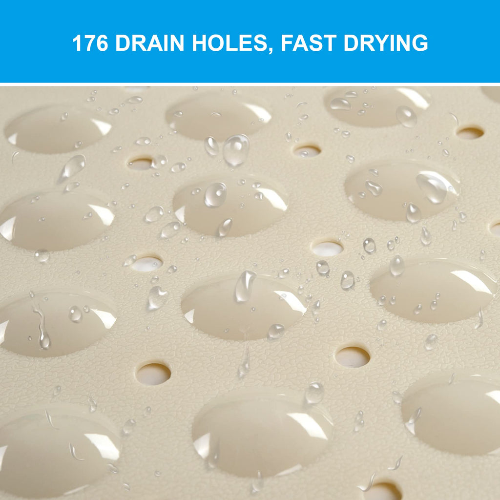 AmazerBath Bath Tub Mat, 40 x 16 Inches Non-Slip Shower Mats with Suction Cups and Drain Holes, Bathtub Mats Shower Stall Mats Machine Washable, Beige