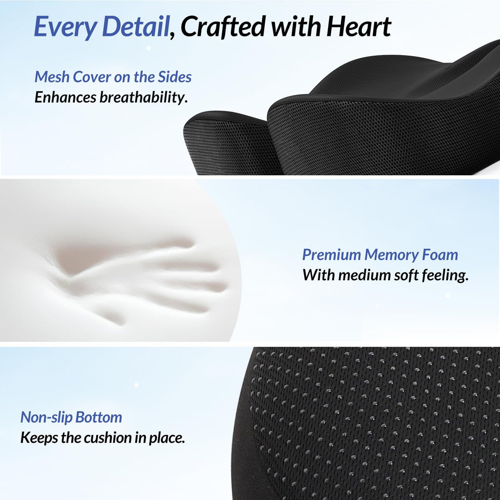 ZIKEE Gel Seat Cushion for Office Chair and Car Seat with Ergonomic Zoning, Memory Foam Chair Cushion for Sciatica, Lower Back, Tailbone Pain Relief and Intimate Ventilation, Non-Slip & Airy Cover