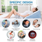 Sasttie Wedge Pillow, 12 Inch Memory Foam Bed Wedge Pillow for Sleeping, Acid Reflux, Back Pain, Post Surgery, and Snoring, Designed with Washable Cover, Sky Gray
