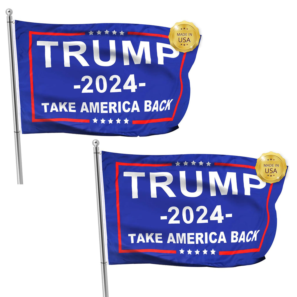 2024 Trump Flag for Take America Back, 3x5 Ft Polyester Banner with Brass Grommets Outdoor, Decoration Premium Presidential Election Banner 100D Polyester, UV Protection, 2 flags Made in USA