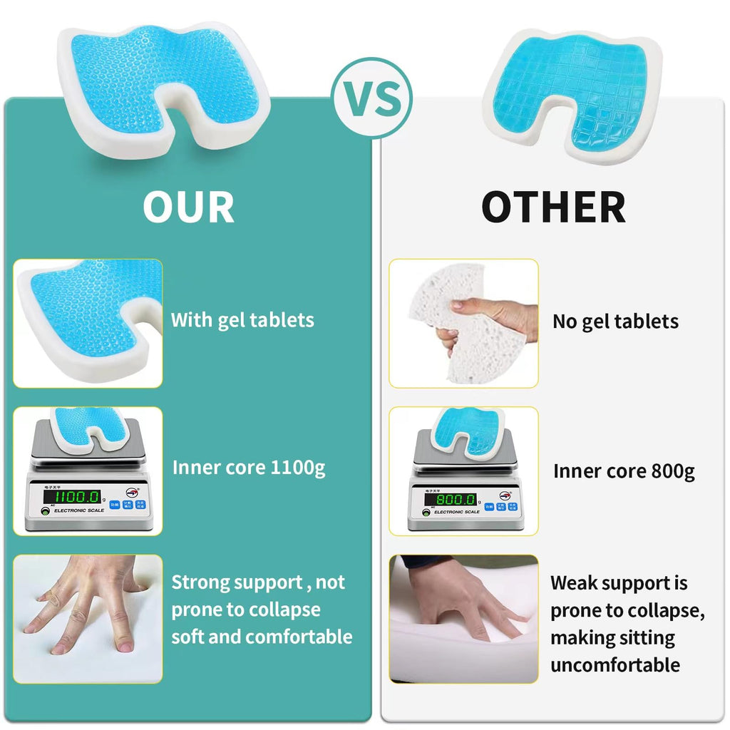 Bisiesa Orthopedic Gel Foam Seat Cushion for Sciatica & Butt Pain Relief - Donut Design Pillow for Office Chair, Car, Long Driving Sitting Support After Use