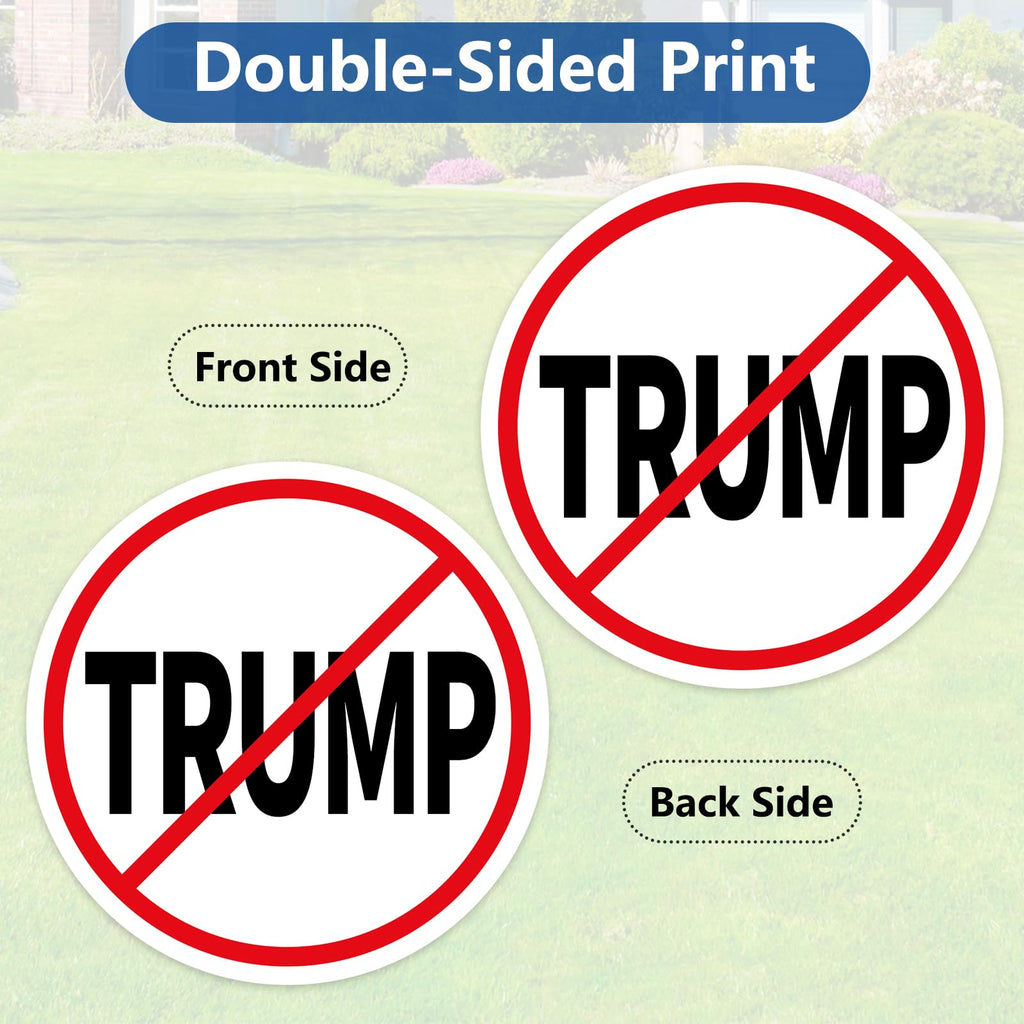 Probsin Anti Trump Yard Sign with Metal Stakes Double Sided 14" x 14" No Trump Here Signs Outdoor Decorations for Indoor Outdoor Lawn, Garden, Window, Party Supplies