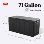 Keter Marvel Plus 71 Gallon Resin Deck Box-Organization and Storage for Patio Storage Box Outdoor Cushions, Throw Pillows, Garden Tools and Pool Accessories, Dark Grey