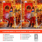 MZD8391 Color Changing Christmas String Lights Outdoor Indoor, 108FT 300 LED Warm White MultiColor Fairy Lights, END to END CONNECT, Waterproof Christmas Tree Lights Timer Remote