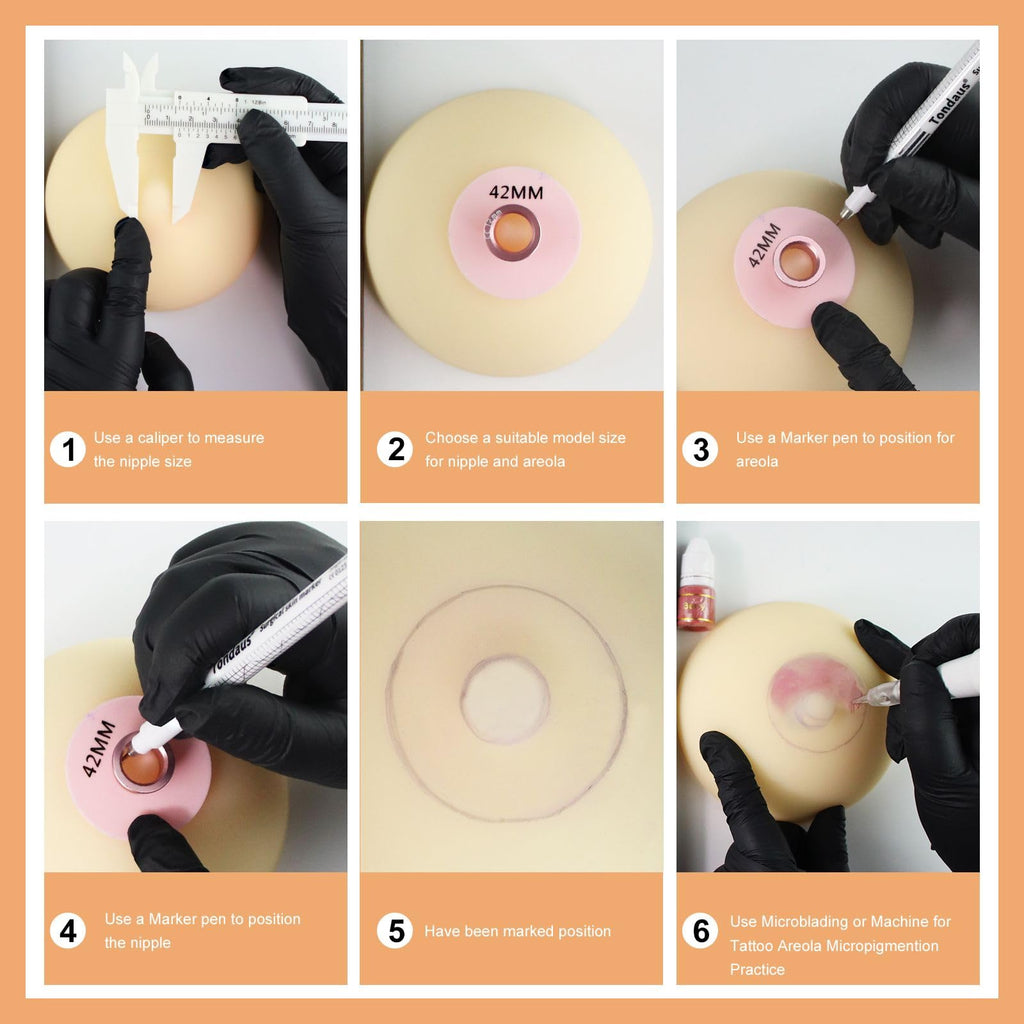 3D Areola Tattoo Measurements Set for 3D Nipple Areola Tattoo Training Scale Areola Ruler