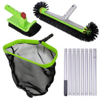 Sepetrel Deluxe Swimming Pool Cleaning Kit Including Professional Leaf Skimmer Net, 17.5" Pool Brush Head,Scrub Brush and 10.5 FT Pole